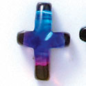 D1009 - Blue, Purple, and Pink Thin Cross - Resin Dichroic Cabochon