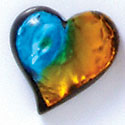 D1014* - Blue, Green, and Yellow Large Heart - Resin Dichroic Cabochon (Left or Right)