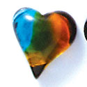 D1018 - Blue, Green, and Yellow Medium Heart - Resin Dichroic Cabochon