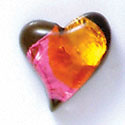 D1024* - Pink, Orange, and Yellow Medium Swing Heart - Resin Dichroic Cabochon (Left or Right)