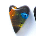 D1026* - Blue, Green, and Yellow Small Narrow Heart - Resin Dichroic Cabochon (Left or Right)