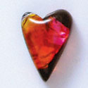 D1028* - Pink, Orange, and Yellow Small Narrow Heart - Resin Dichroic Cabochon (Left or Right)