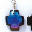 DC1001 - Blue, Purple, and Pink Square Cross - Resin Dichroic Charm