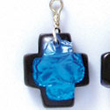 DC1003 - Blue Square Cross - Resin Dichroic Charm