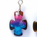 DC1005 - Blue, Purple, and Pink Celtic Cross - Resin Dichroic Charm