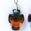 DC1006 - Blue, Green, and Yellow Celtic Cross - Resin Dichroic Charm