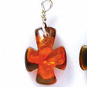 DC1008 - Pink, Orange, and Yellow Celtic Cross - Resin Dichroic Charm