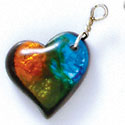 DC1014* - Blue, Green, and Yellow Large Heart - Resin Dichroic Charm (Left or Right)