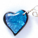 DC1015* - Blue Large Heart - Resin Dichroic Charm (Left or Right)