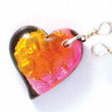 DC1016* - Pink, Orange, and Yellow Large Heart - Resin Dichroic Charm (Left or Right)