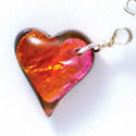 DC1020 - Pink, Orange, and Yellow Medium Heart - Resin Dichroic Charm