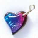 DC1021* - Blue, Purple, and Pink Medium Swing Heart - Resin Dichroic Charm (Left or Right)