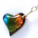 DC1022* - Blue, Green, and Yellow Medium Swing Heart - Resin Dichroic Charm (Left or Right)