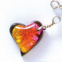 DC1024* - Pink, Orange, and Yellow Medium Swing Heart - Resin Dichroic Charm (Left or Right)