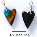 DC1026* - Blue, Green, and Yellow Small Narrow Heart - Resin Dichroic Charm (Left or Right)