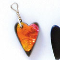 DC1028* - Pink, Orange, and Yellow Small Narrow Heart - Resin Dichroic Charm (Left or Right)