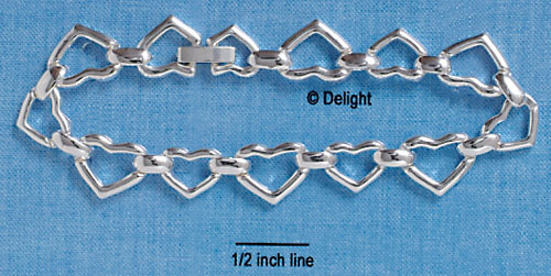 F5527 - Silver-plated Heart Link Charm Bracelet (2 per package)