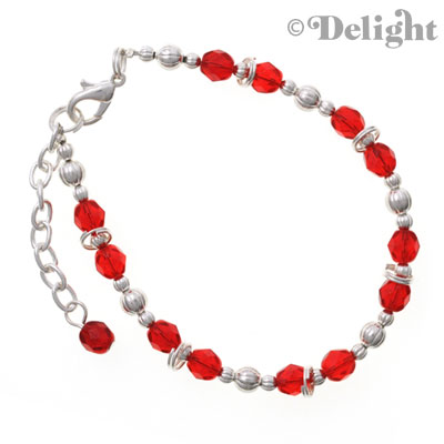 C2230 - Beaded Bracelet - Red (3 bracelets per package)