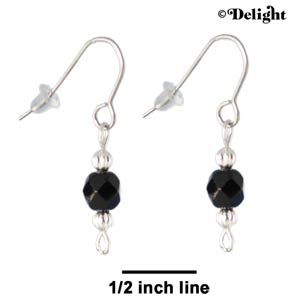 C2249 - Beaded Earrings - Black (3 pairs per package)