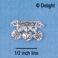C2391+ - Silver Plated Section w/ Mini Hearts (6 charms per package)