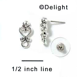 F1001 - Filigree Heart Post Earrings - Silver plated Finding (3 pairs per package)