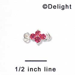 F1006 - Four Hot Pink (Rose) Swarovski Crystal Connector - Silver plated Finding (6 per package)
