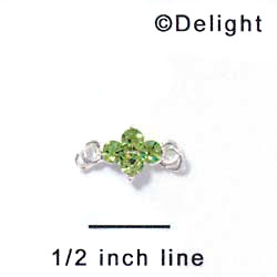 F1007 - Four Lime Green (Peridot) Swarovski Crystal Connector - Silver plated Finding (6 per package)