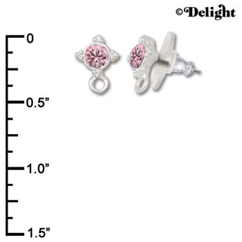 F1011 - 5mm Pink (Light Rose) Swarovski Crystal Post Earrings - Silver plated Finding (3 pairs per package)