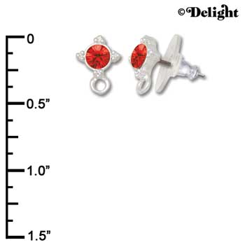 F1012 - 5mm Red (Light Siam) Swarovski Crystal Post Earrings - Silver plated Finding (3 pairs per package)