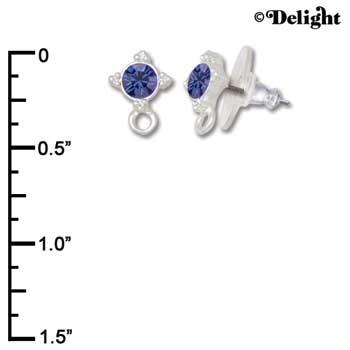 F1013 - 5mm Blue (Sapphire) Swarovski Crystal Post Earrings - Silver plated Finding (3 pairs per package)