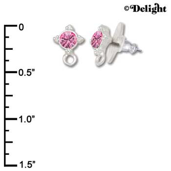 F1014 - 5mm Hot Pink (Rose) Swarovski Crystal Post Earrings - Silver plated Finding (3 pairs per package)
