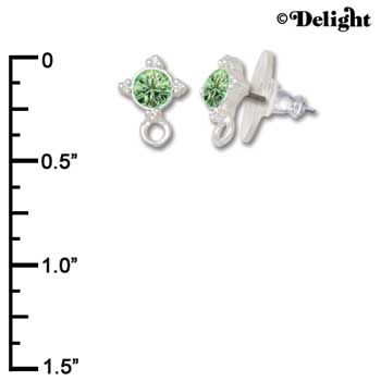 F1015 - 5mm Lime Green (Peridot) Swarovski Crystal Post Earrings - Silver plated Finding (3 pairs per package)