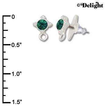 F1016 - 5mm Emerald Green Swarovski Crystal Post Earrings - Silver plated Finding (3 pairs per package)