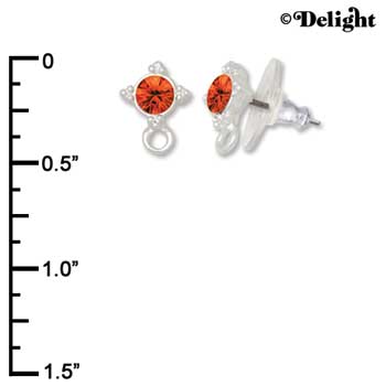 F1040 - 5mm Orange (Hyacinth) Swarovski Crystal Post Earrings - Silver plated Finding (3 pairs per package)