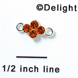 F1041 - Four Orange (Hyacinth) Swarovski Crystal Connector - Silver plated Finding (6 per package)