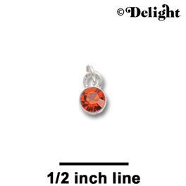 F1042 - 5mm Orange (Hyacinth) Swarovski Crystal Charm - Silver plated Charm (6 per package)