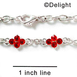 F1052 - Link Bracelet with 2 Red Swarovski Crystal Connectors (2 per package)