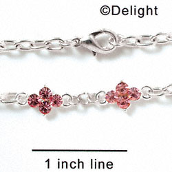 F1054 - Link Bracelet with 2 Pink Swarovski Crystal Connectors (2 per package)