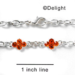 F1057 - Link Bracelet with 2 Orange Swarovski Crystal Connectors (2 per package)