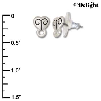 F1065 - Mini Heart with Loop Post Earrings (Back included) (3 pair per package)