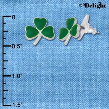 F1066 - Mini Green Shamrock Post Earrings (Back included) (3 pair per package)