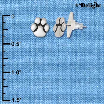 F1069 - Mini Silver Paw Post Earrings (Back included) (3 pair per package)