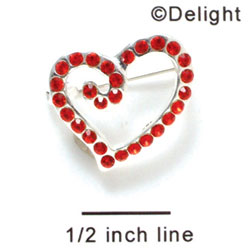 F1070 - Red Swarovski Crystal Curled Heart Pins (2 per package)