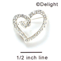 F1071 - Clear Swarovski Crystal Curled Heart Pins (2 per package)