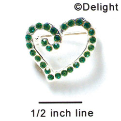 F1073 - Emerald Green Swarovski Crystal Curled Heart Pins (2 per package)