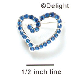 F1074 - Sapphire Blue Swarovski Crystal Curled Heart Pins (2 per package)