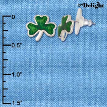 F1088 - Translucent Green Shamrock Post Earrings (Back included) (3 pair per package)