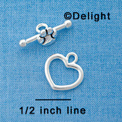 F1089 - Heart and Paw Bar Toggle Clasp (6 sets per package)