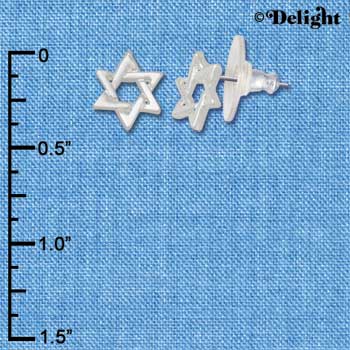 F1114 - Mini Silver Star of David - Post Earrings (3 pair per package)