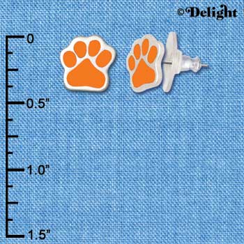 F1176 - Small Orange Paw - Post Earrings (3 Pair per package)